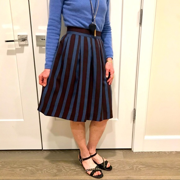 Yves Saint Laurent Dresses & Skirts - Vintage Yves Saint Laurent multicolor striped pleated wool skirt. Size S.